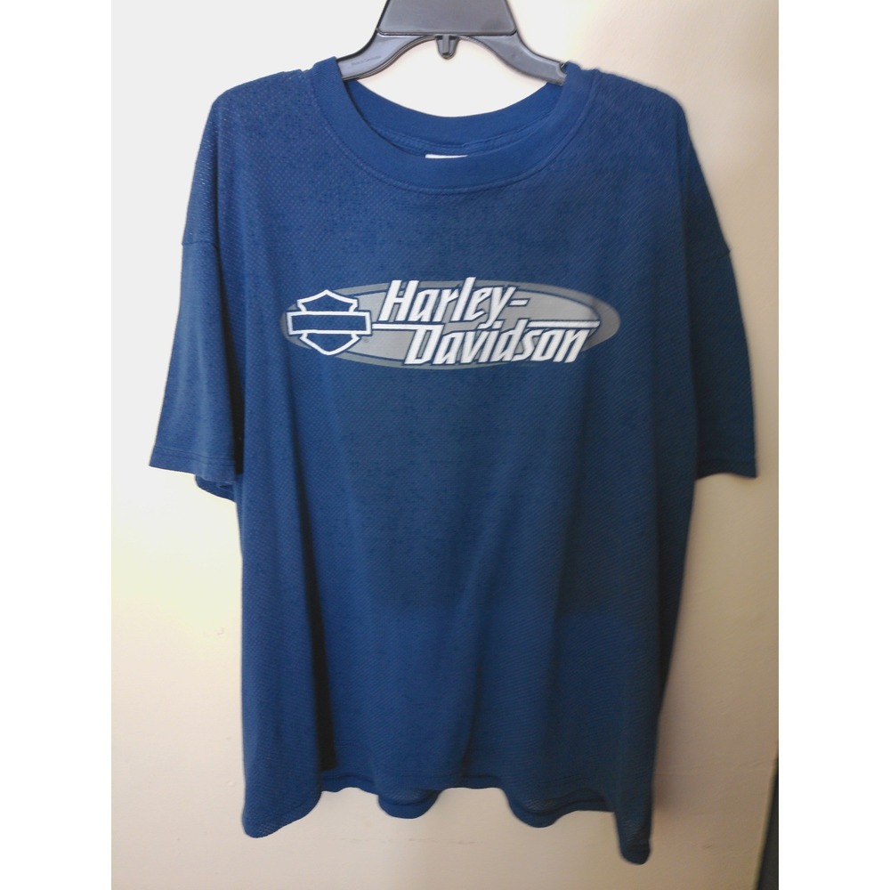 Harley-Davidson Mesh Jersey Men 2XL Navy Blue Excellent Legacy Effingham IL Logo